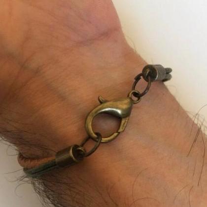 Men Bracelet 367- genuine leather c..
