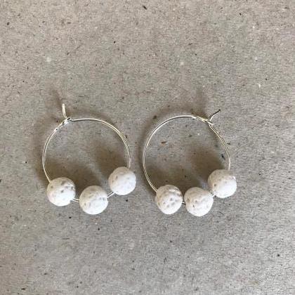 Lava Dangle Earrings 365 - Silver Metal Earrings..