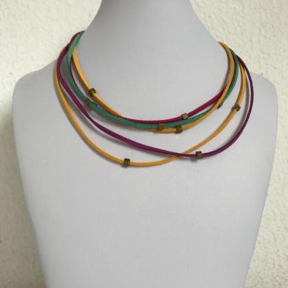 Faux Suede Necklace 341- Colorfully Necklace..