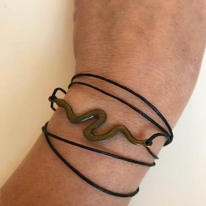 Snake Bracelet 335- Snake Friendship Bronze Charm..