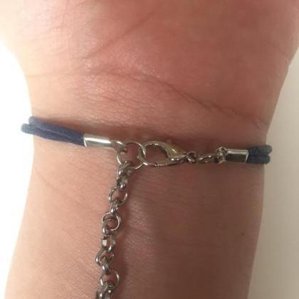 Blue Waxed Cotton Bracelet 312- Rocker Friendship..