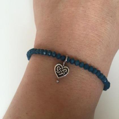 Heart Acrylic Beads Bracelet 304- Love Blue..