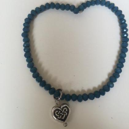 Heart Acrylic Beads Bracelet 304- Love Blue..