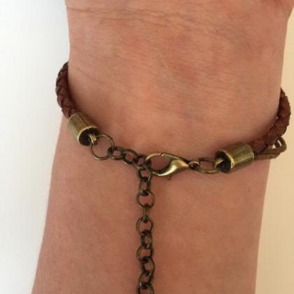 Leather Bracelet 301- Friendship Cuff Anchor..