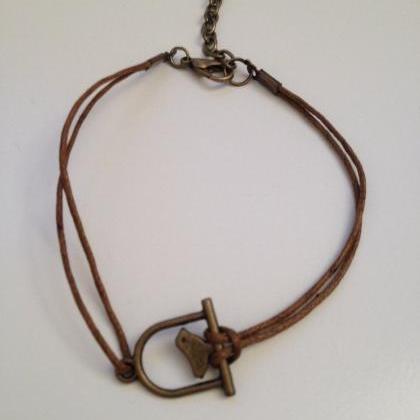 Bird Bracelet 126- Friendship Bronze Charm Waxed..