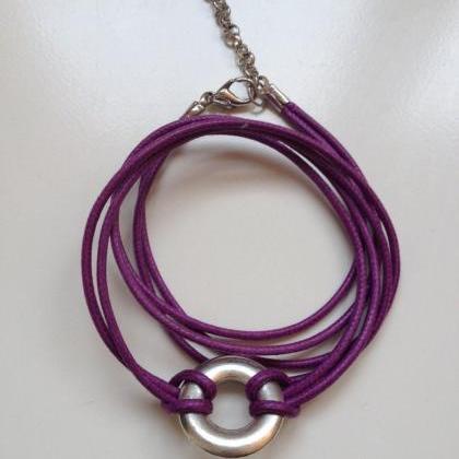 Karma Bracelet 188- Friendship Faith Purple Waxed..