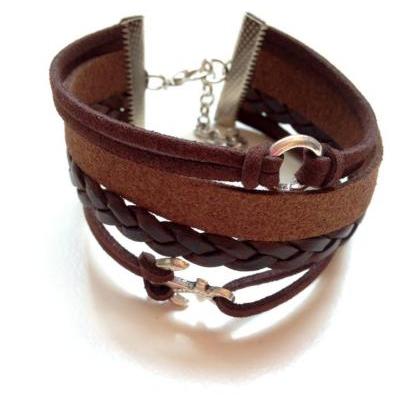 Anchor Leather Bracelet 3 - Friendship Cuff Anchor..