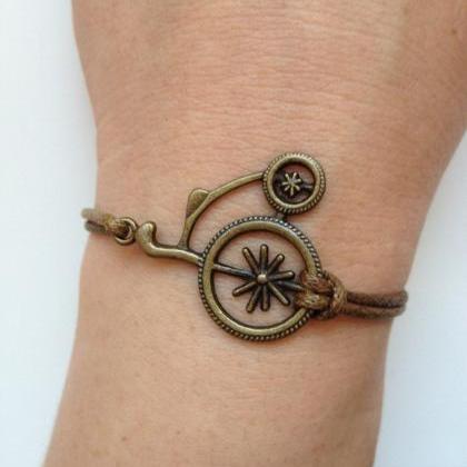 Old Bicycle Bracelet 43- Friendship Bronze Charm..