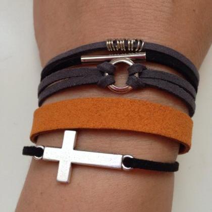 Cross Faux Suede Bracelet 59 - Faith Friendship..