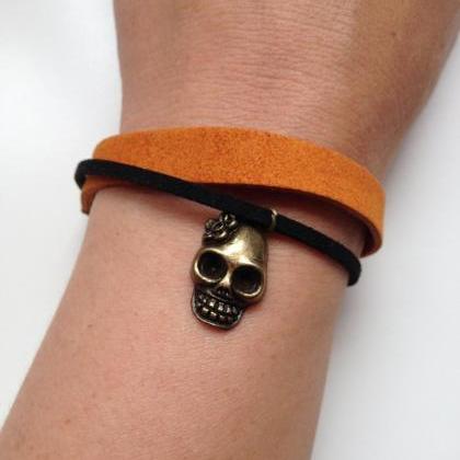 Skull Bracelet 58- Rocker Friendship Cuff Faux..