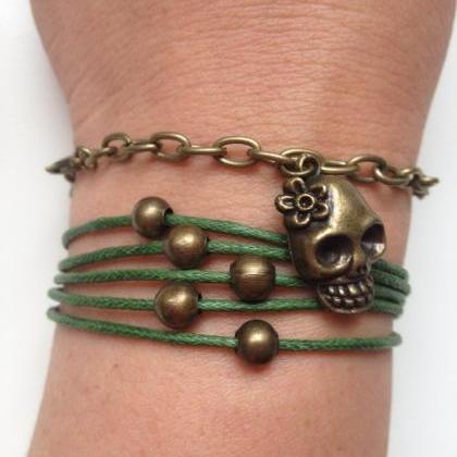 Skull Chain Bracelet 41- Friendship Bronze Chain..