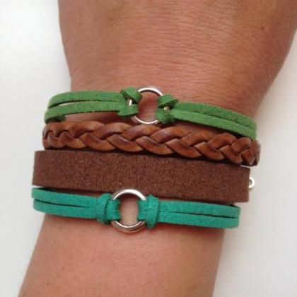 Leather Bracelet 35 - Friendship Cuff Rings..