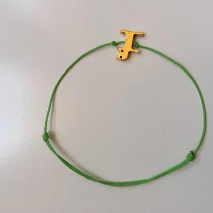 Cat Bracelet 230- Friendship Gold Cat Charm Nylon..