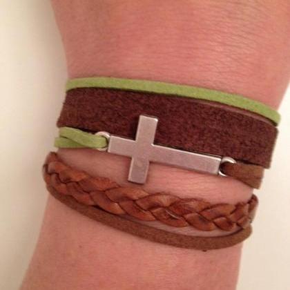 Cross Leather Bracelet 21 - faith f..