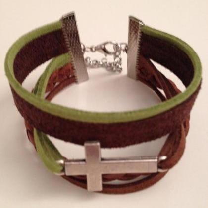 Cross Leather Bracelet 21 - faith f..