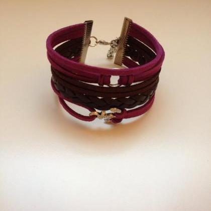Anchor Leather Bracelet 20 - Friendship Cuff..