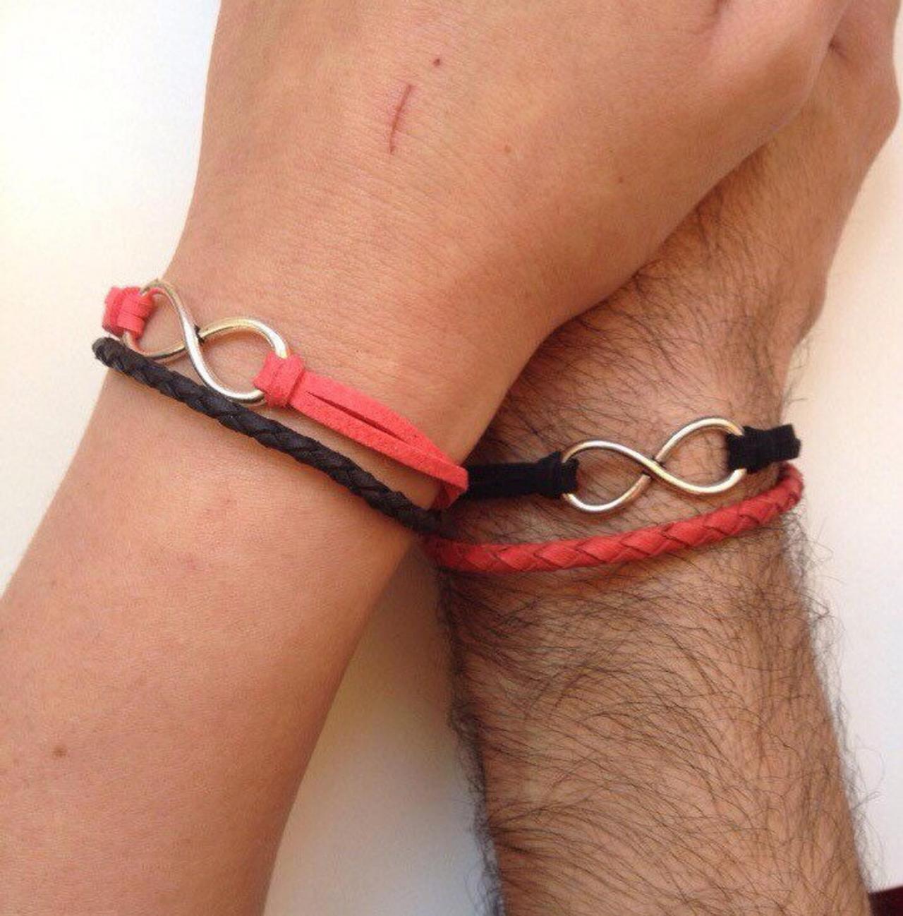 Couples Men Women Bracelets 168- Couple Jewelry, Friendship Love Cuff Infinity Ying And Yang Bracelet Leather Braid Gift Adjustable Current