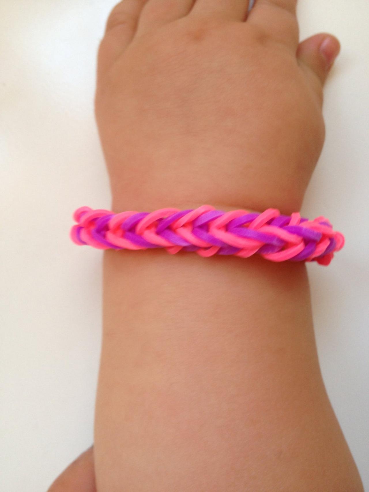 Little girl bracelet 70 - little girl fashion rubber bands jewelry for Kids pink and purple