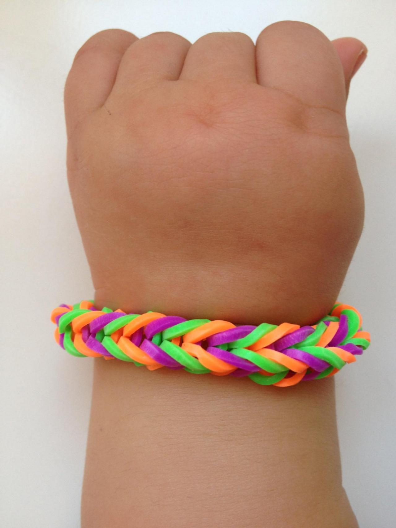 Little girl bracelet 74- little girl fashion rubber bands jewelry for Kids purple orange green.