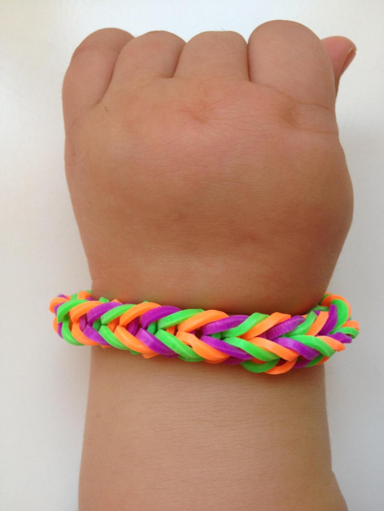 Little Girl Bracelet 74- Little Girl Fashion Rubber Bands Jewelry For Kids Purple Orange Green.