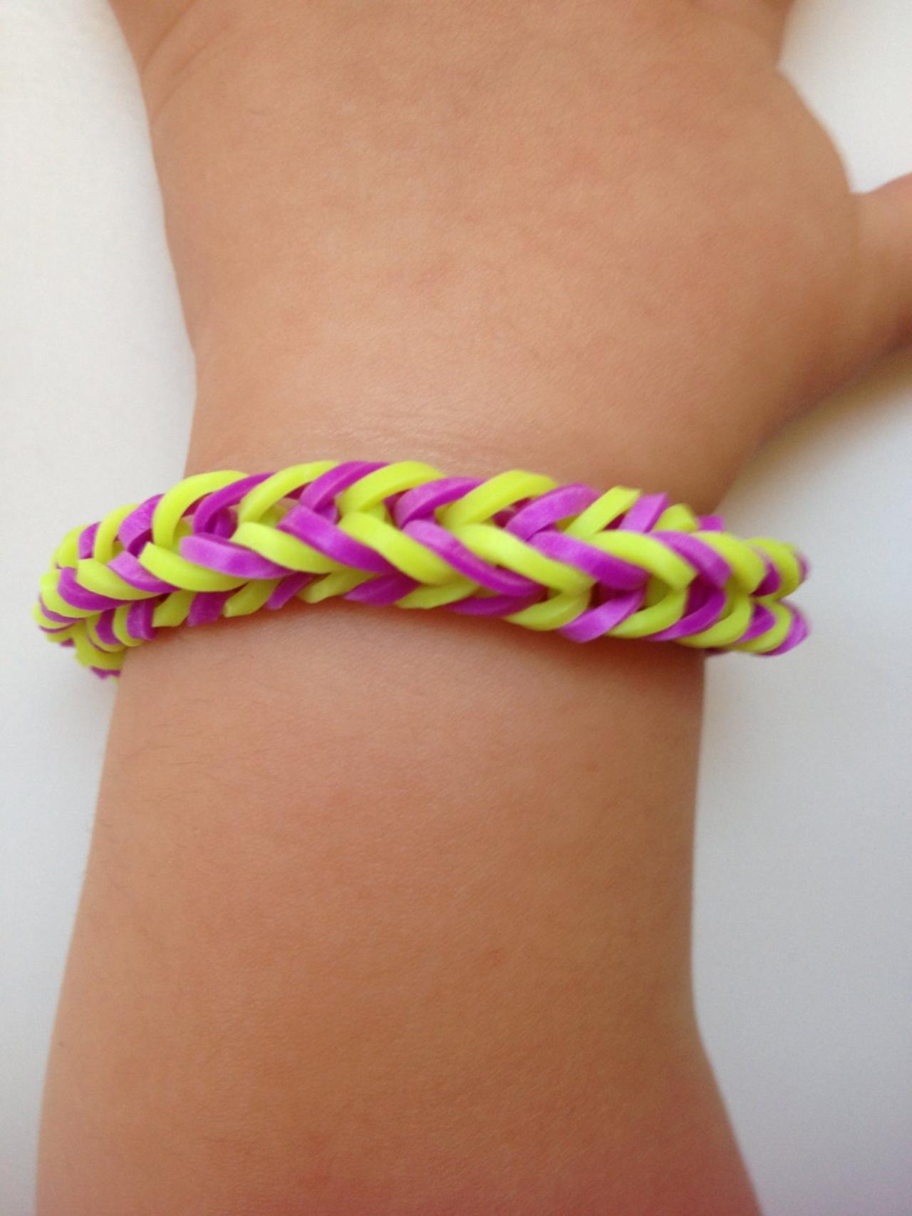Little girl bracelet 72- little girl fashion rubber bands jewelry for Kids yellow purple.