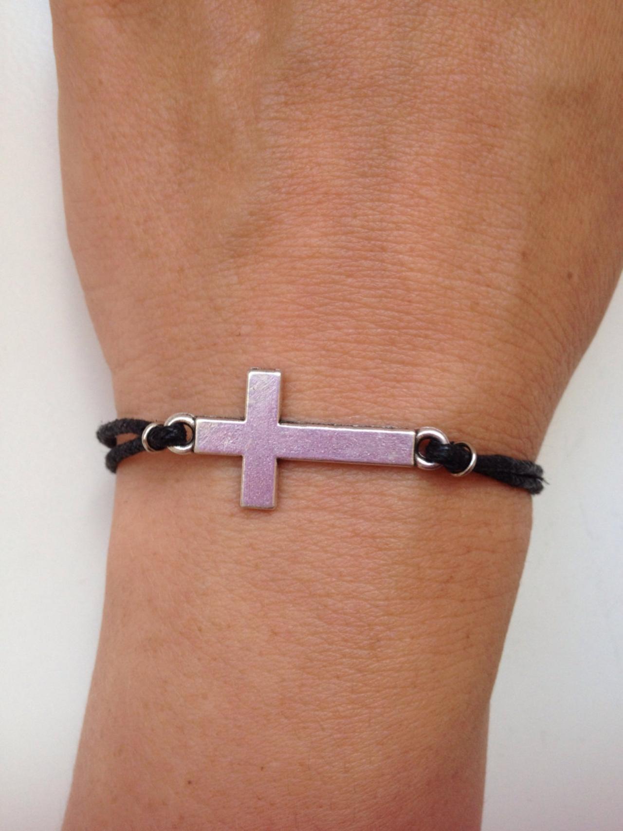 Cross Bracelet 60- Faith Friendship Cross Charm Waxed Cotton Bracelet Gift Adjustable Current Womenswear Unique Innovative