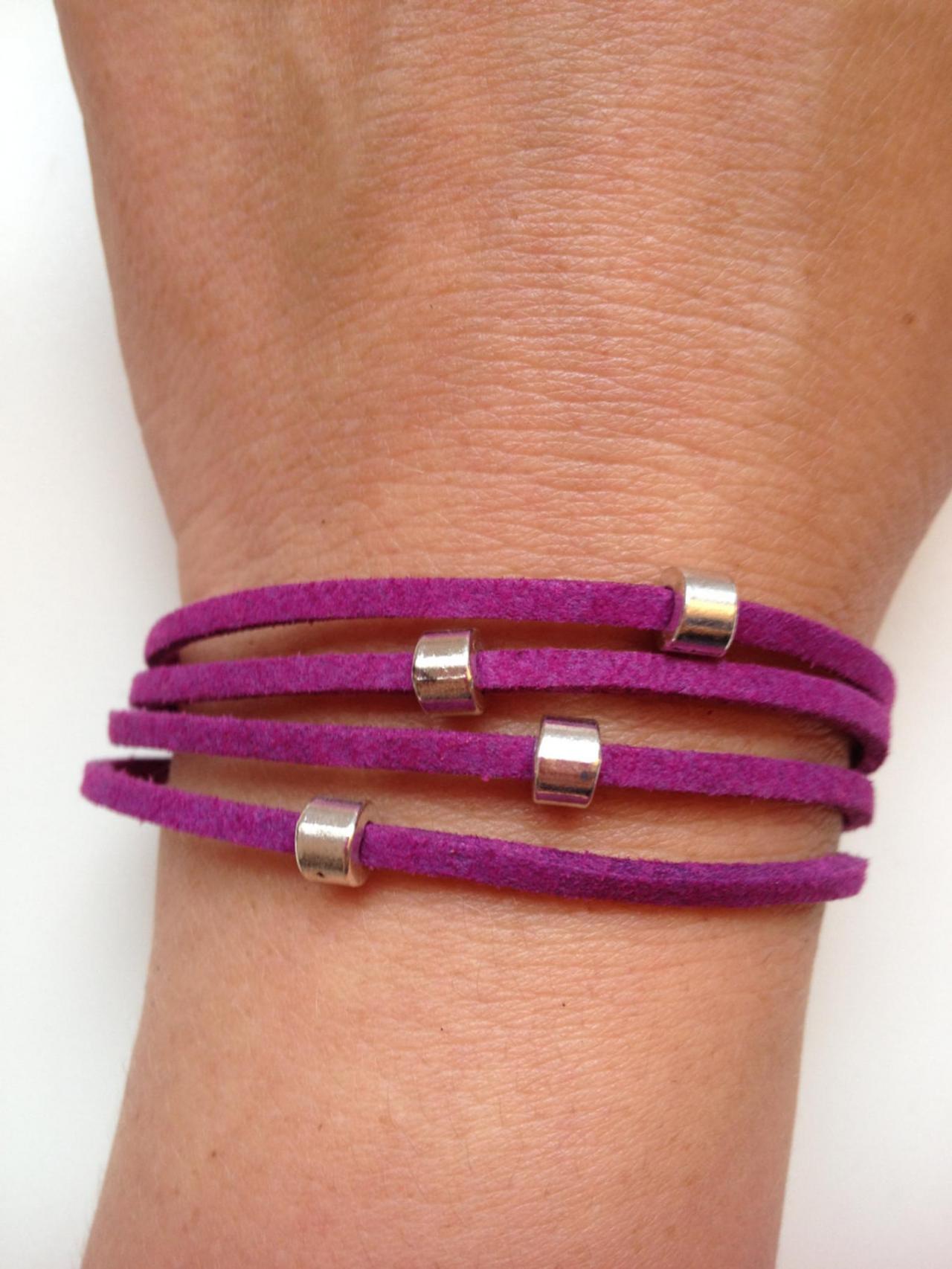 Leather Suede Bracelet 8 - Friendship Cuff Bracelet Purple Rings Gift Adjustable Current Womenswear Unique Innovative