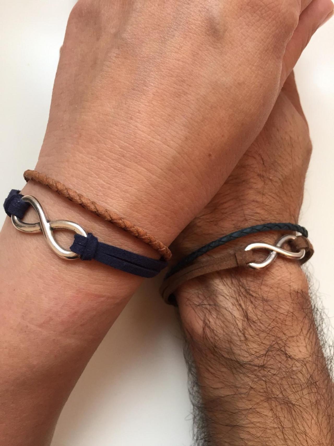 Couples Women Men Bracelets 216- Friendship Love Cuff Infinity Yin And Yang Bracelet Leather Braid Gift Adjustable Current Trendy Innovative