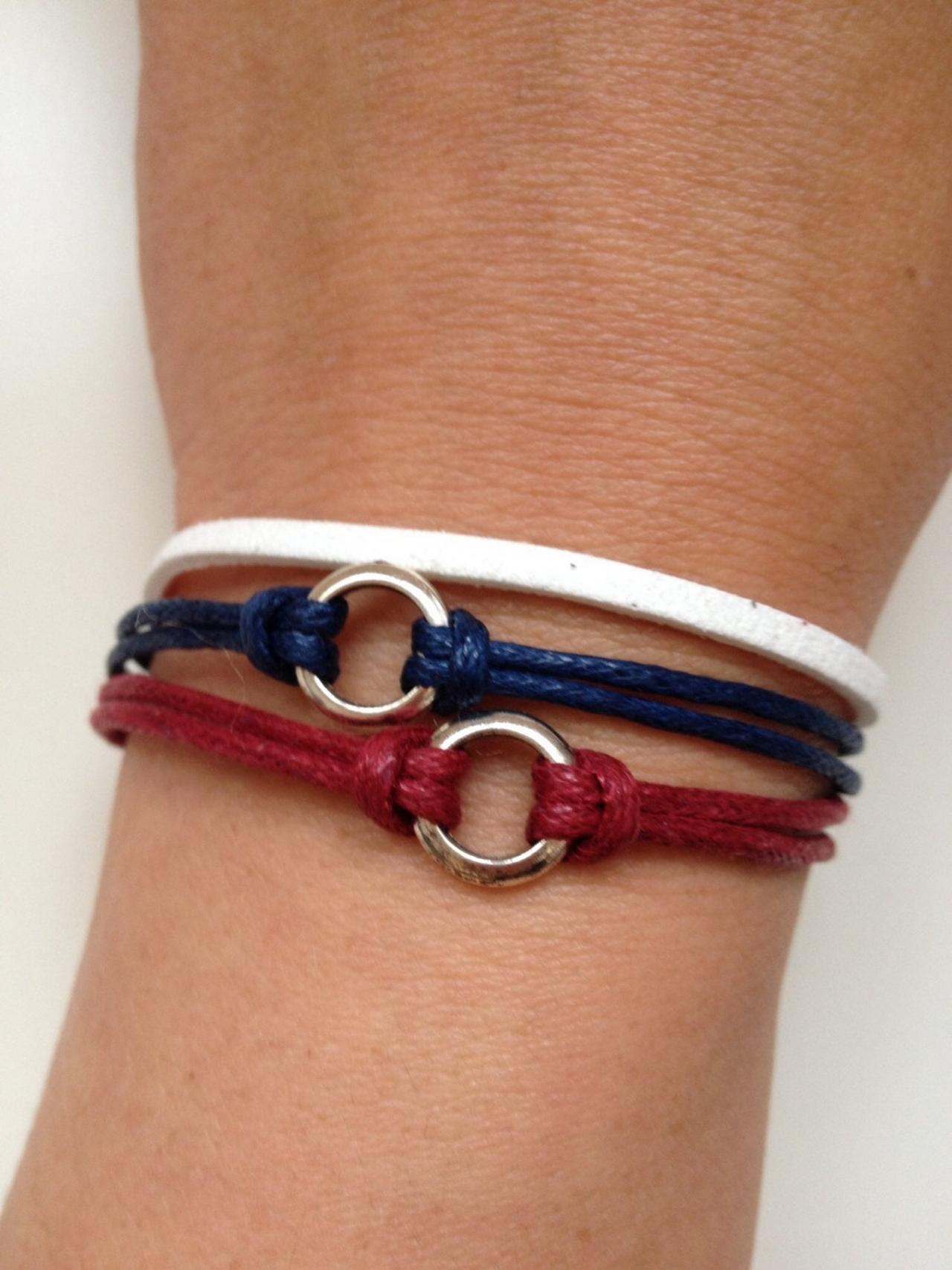 Leather Bracelet 130 - York Giants Cuff Ring Bracelet Blue Navy Red White Gift Adjustable Current Womenswear Football Waxed Cotton
