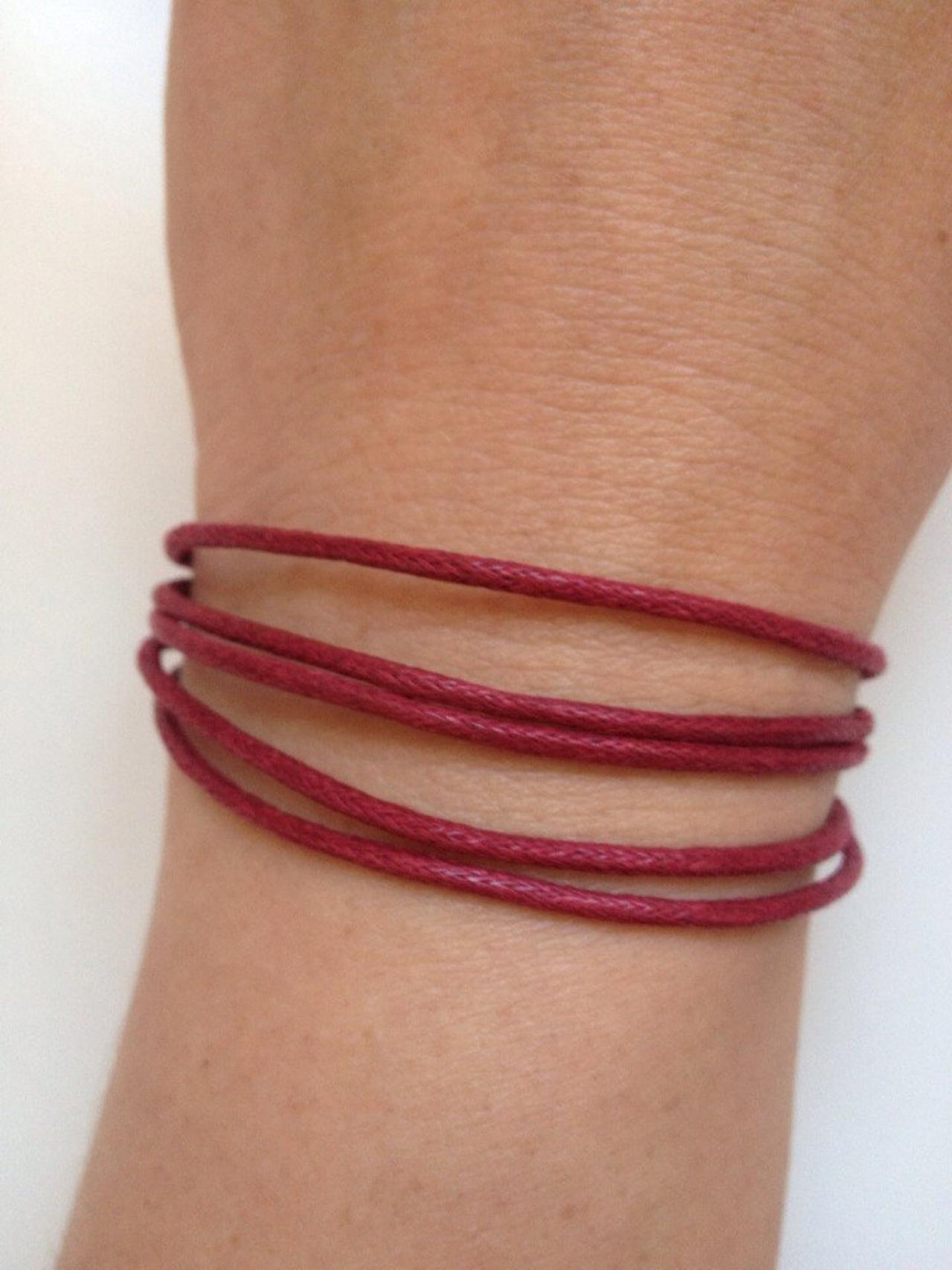 Waxed Cotton Bracelet 135- Friendship Waxed Cotton Cuff Bracelet Red Alloy Bronze Gift Adjustable Current Womenswear Unique Innovative