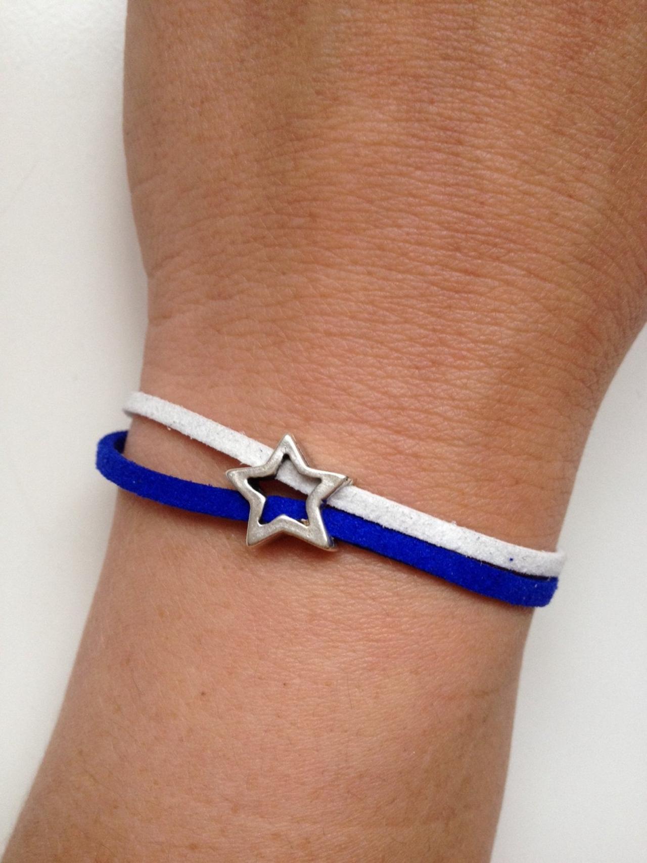 Dallas Cowboys 124- friendship football faux suede blue white star bracelet gift adjustable current womenswear autumn winter unique