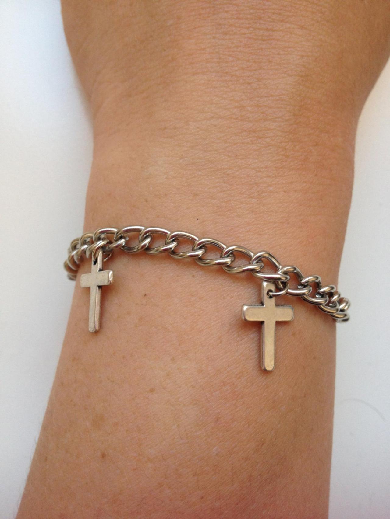 Cross chainBracelet 10- love faith friendship rock metal chain cuff bracelet cross gift adjustable current womenswear unique