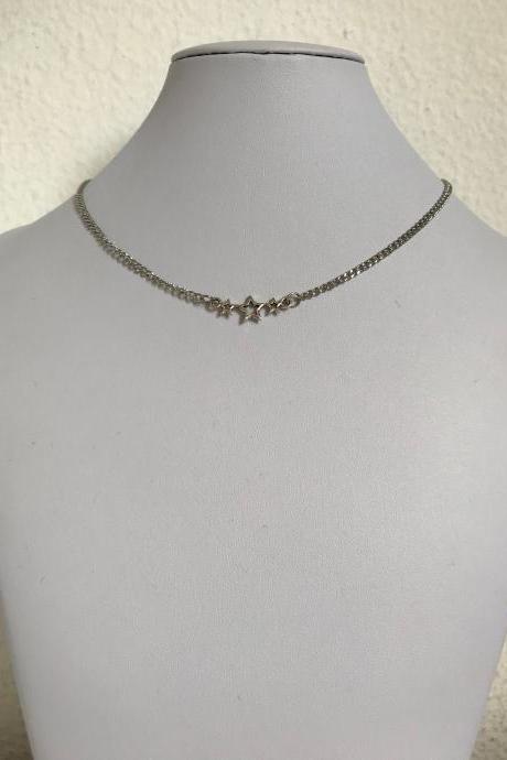 Star necklace 340- silver star necklace bohemian alloy silver chain boho chic jewelry necklace gift