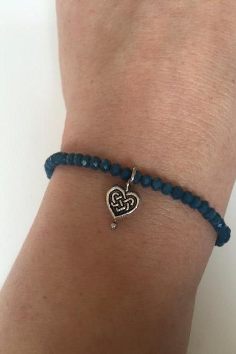 Heart Acrylic Beads Bracelet 304- Love Blue Friendship Acrylic Plastic Beads Cuff Bracelet Gift Adjustable Current Womenswear Unique