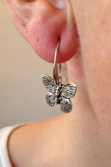 Butterflies dangle earrings 155 - silver metal earrings womenswear trendy accessories