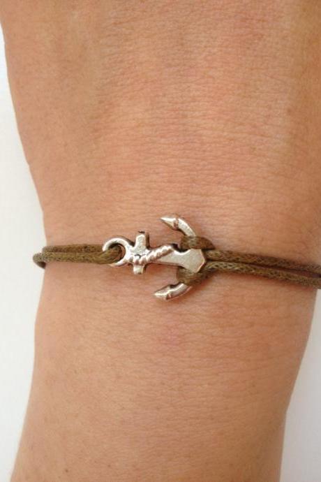 anchor Bracelet 117- friendship charm waxed cotton bracelet anchor gift adjustable current womenswear unique innovative