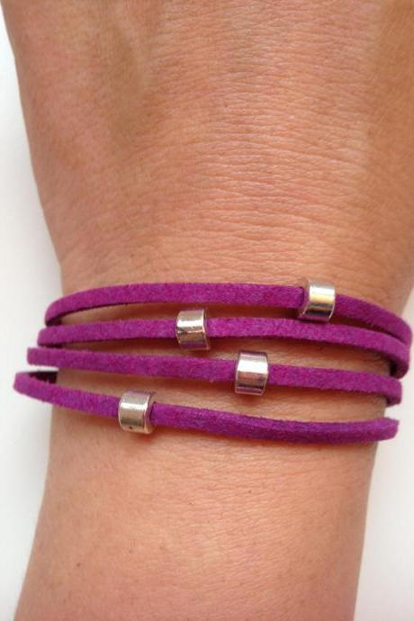 Leather suede Bracelet 8 - friendship cuff bracelet purple rings gift adjustable current womenswear unique innovative