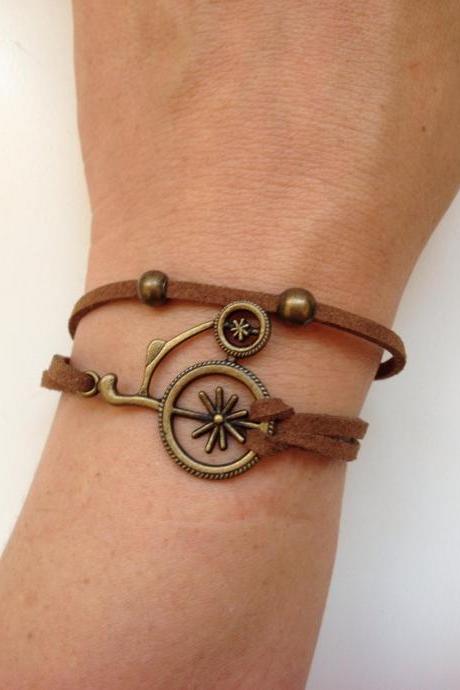 Bicycle Faux suede Bracelet 42 - friendship cuff bracelet brown old bicycle gift adjustable current womenswear unique