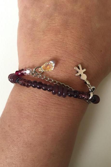 Mother Swarovski bracelet 288- motherhood swarovski crystal bracelet seed beads alloy silver metal chain gift boy/girl charm