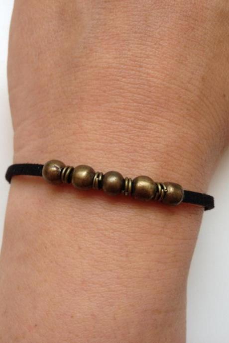Faux suede Bracelet 77- friendship faux suede cuff bracelet alloy bronze rings gift adjustable current womenswear unique innovative