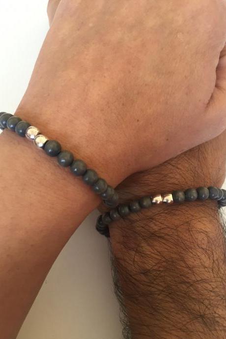 Couples Men Women Bracelets 274- Love Friendship Bracelet Boyfriend Girlfriend Wood Beads Lovers Fall Gift Alloy Silver Beads