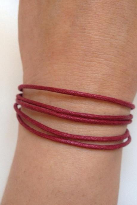 Waxed cotton Bracelet 135- friendship waxed cotton cuff bracelet red alloy bronze gift adjustable current womenswear unique innovative