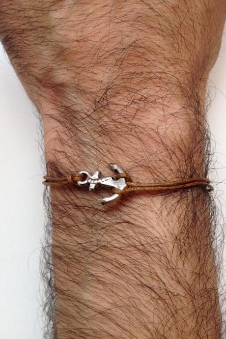 Men anchor Bracelet 173- friendship men charm waxed cotton bracelet anchor gift current unique innovative