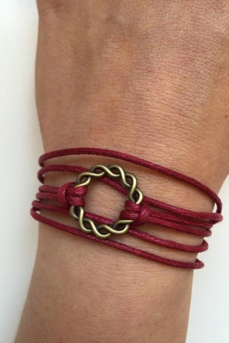 Karma Bracelet 232 - friendship faith waxed cotton cuff bracelet karma keep your circle positive energy gift adjustable womenswear