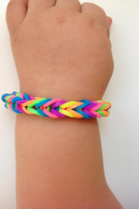 Little girl bracelet 69- little girl fashion rubber bands jewelry for Kids rainbow.