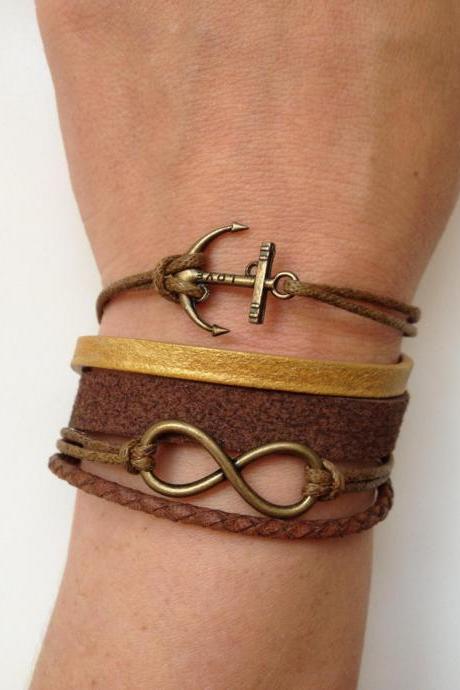 Infinity Anchor Bracelet 90 - infinity charm friendship bracelet leather faith cuff braid gift adjustable current womenswear autumn winte